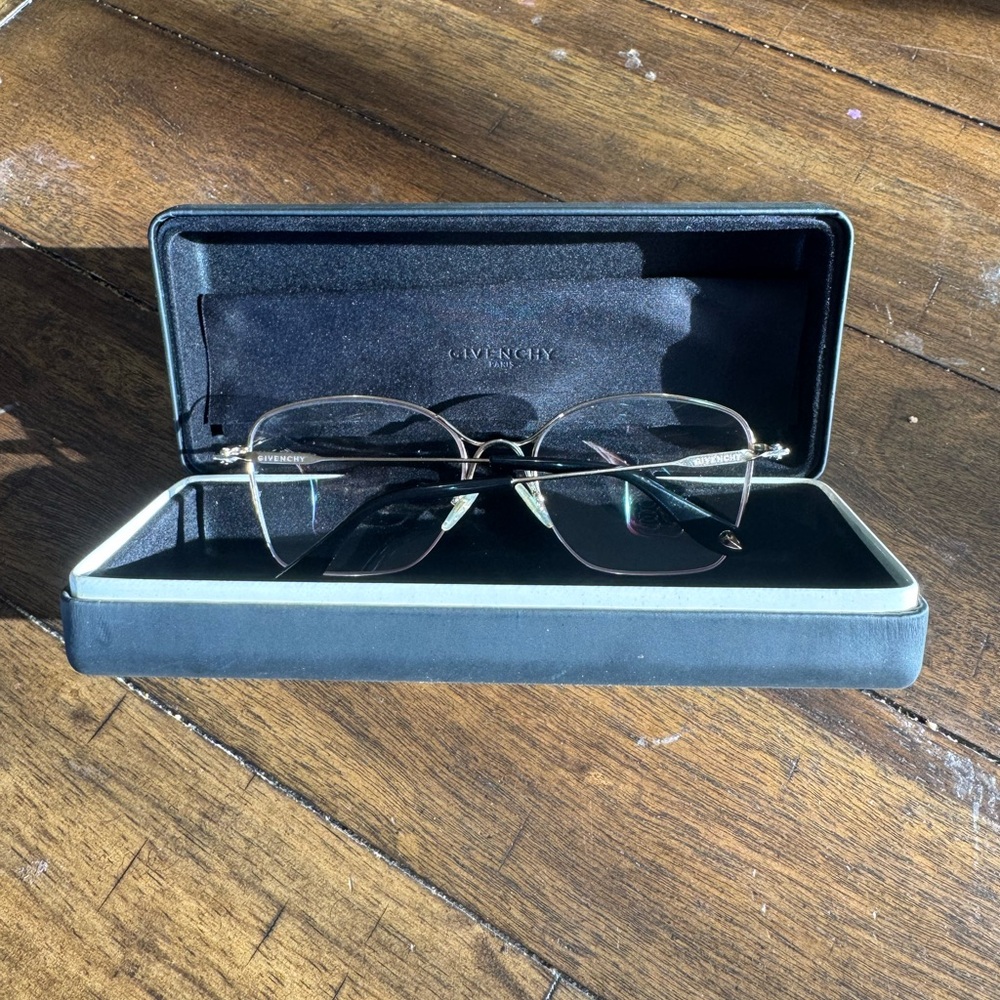 Givenchy Gold and Black Women's Glasses with full inclusions NWOT case included